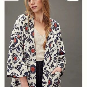 Anthropologie Floral Kimono Jacket - Red, Blue, Cream
